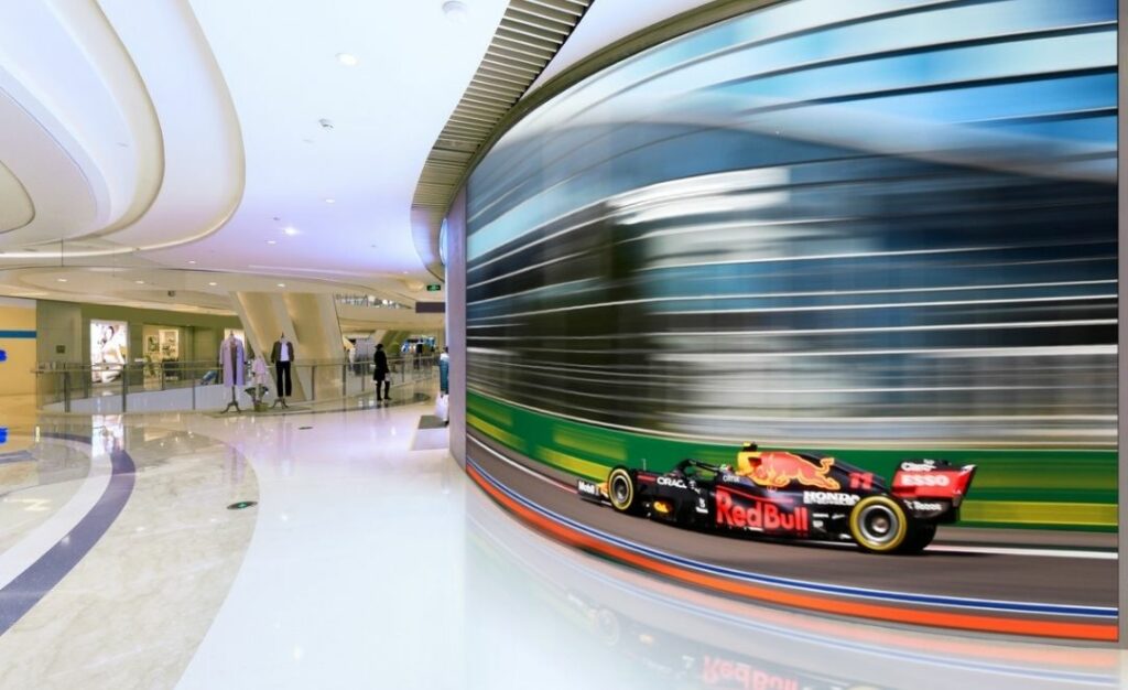 écran Led avec voiture formule 1 Red Bull Racing
